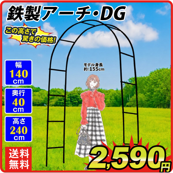 鉄製アーチDG ダークグリーン　1個 アーチ ガーデンアーチ ローズアーチ バラアーチ アイアン ガーデニング 庭 玄関 門 フラワー つるバラ 薔薇