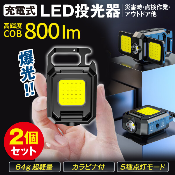カラビナ付 折畳式 LED投光器 2個組
