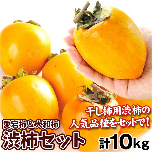 かき 愛宕柿･大和柿セット 2種10kg（各5kg）【干柿用渋柿】 軸つき 送料無料 食品